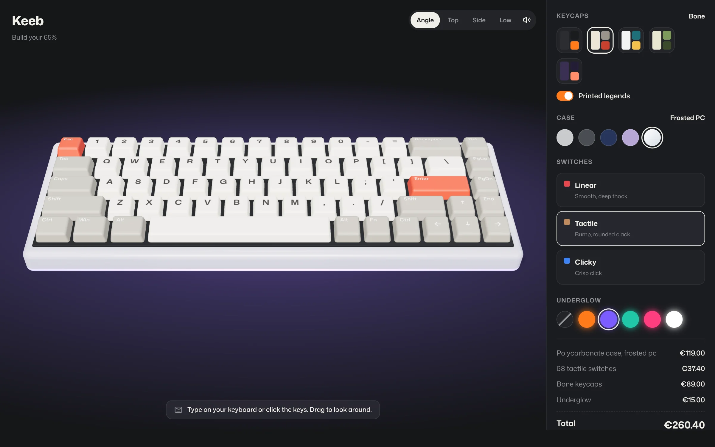 Keeb: 3D configurator for a mechanical keyboard (3)