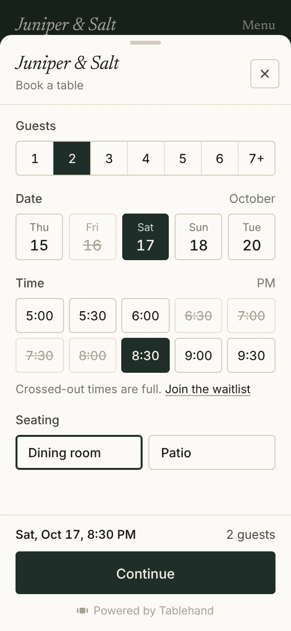 Tablehand: Reservation system (2)